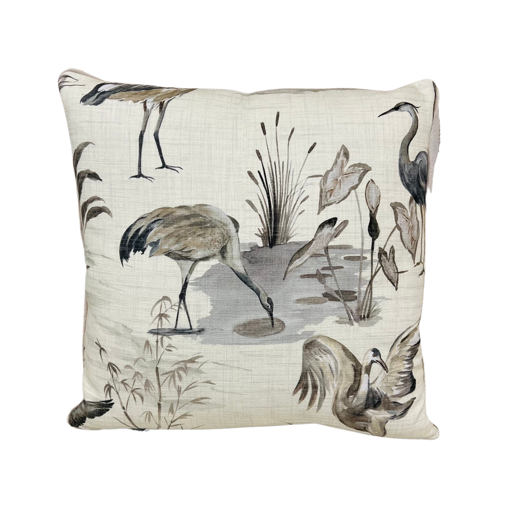 Aviary Natural Throw Pillow