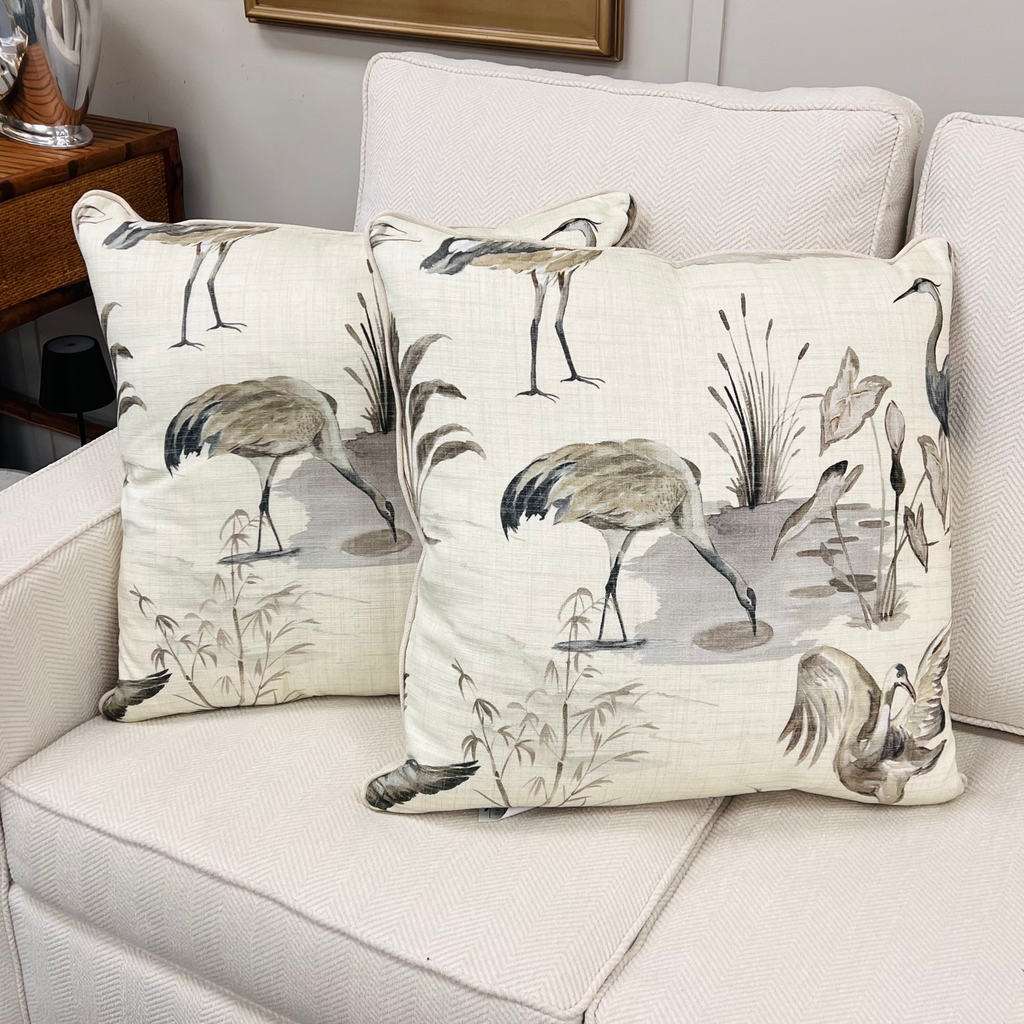Aviary Natural Throw Pillow