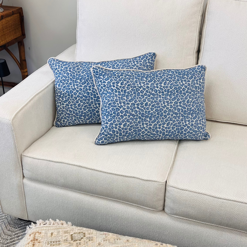 Blue Animal Print Lumbar Pillow