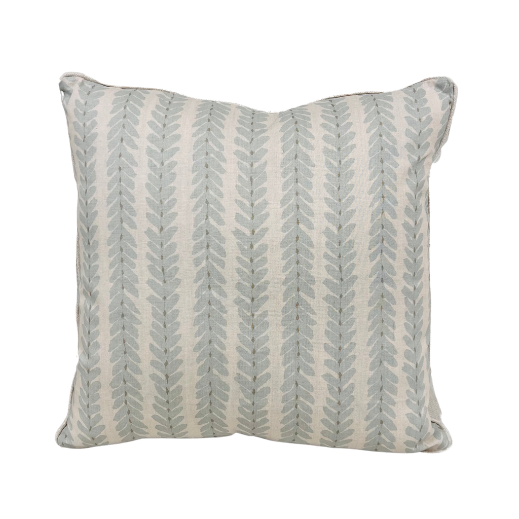 Blue Leaf Stripe Throw Pillow