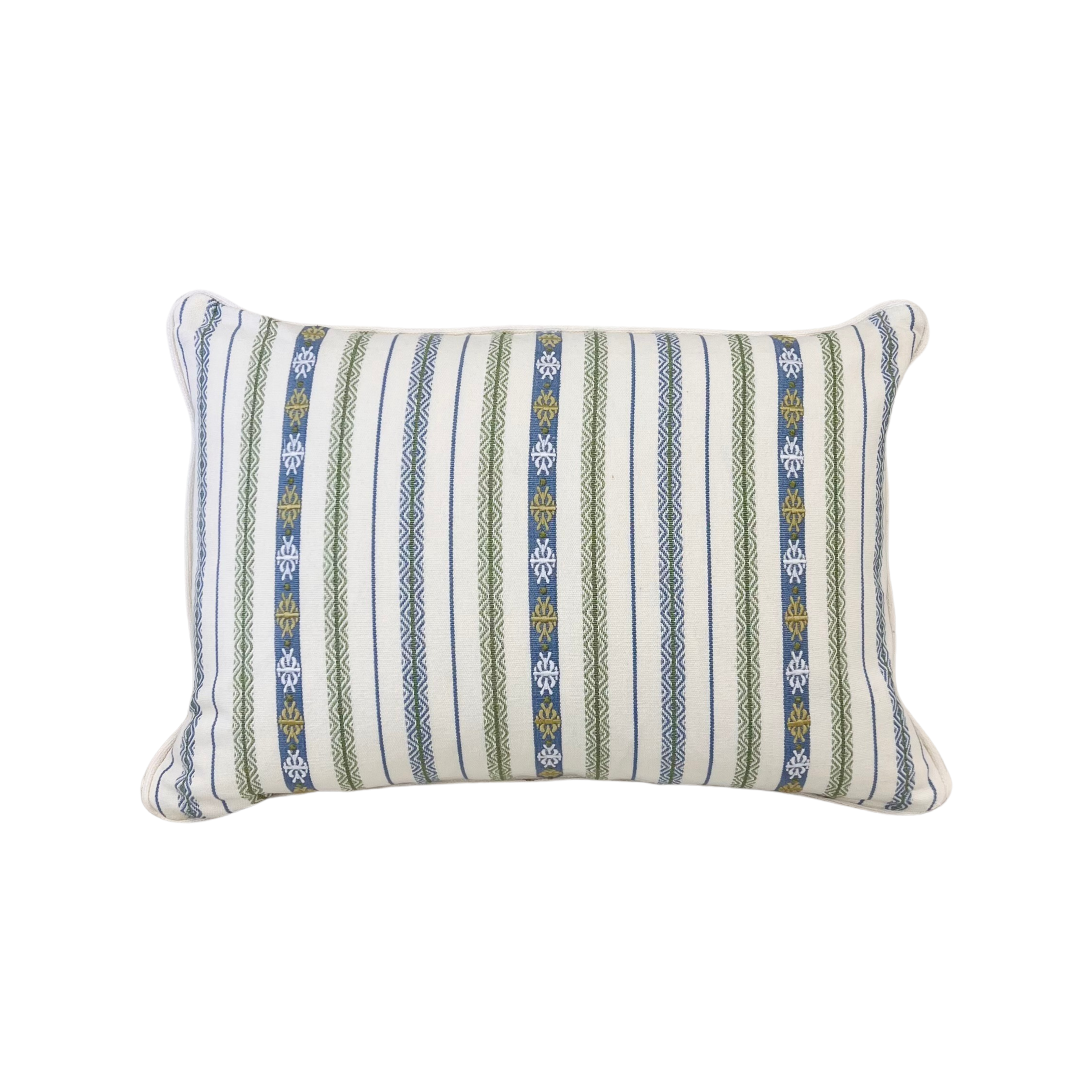 Blue & Green Stripe Lumbar Pillow