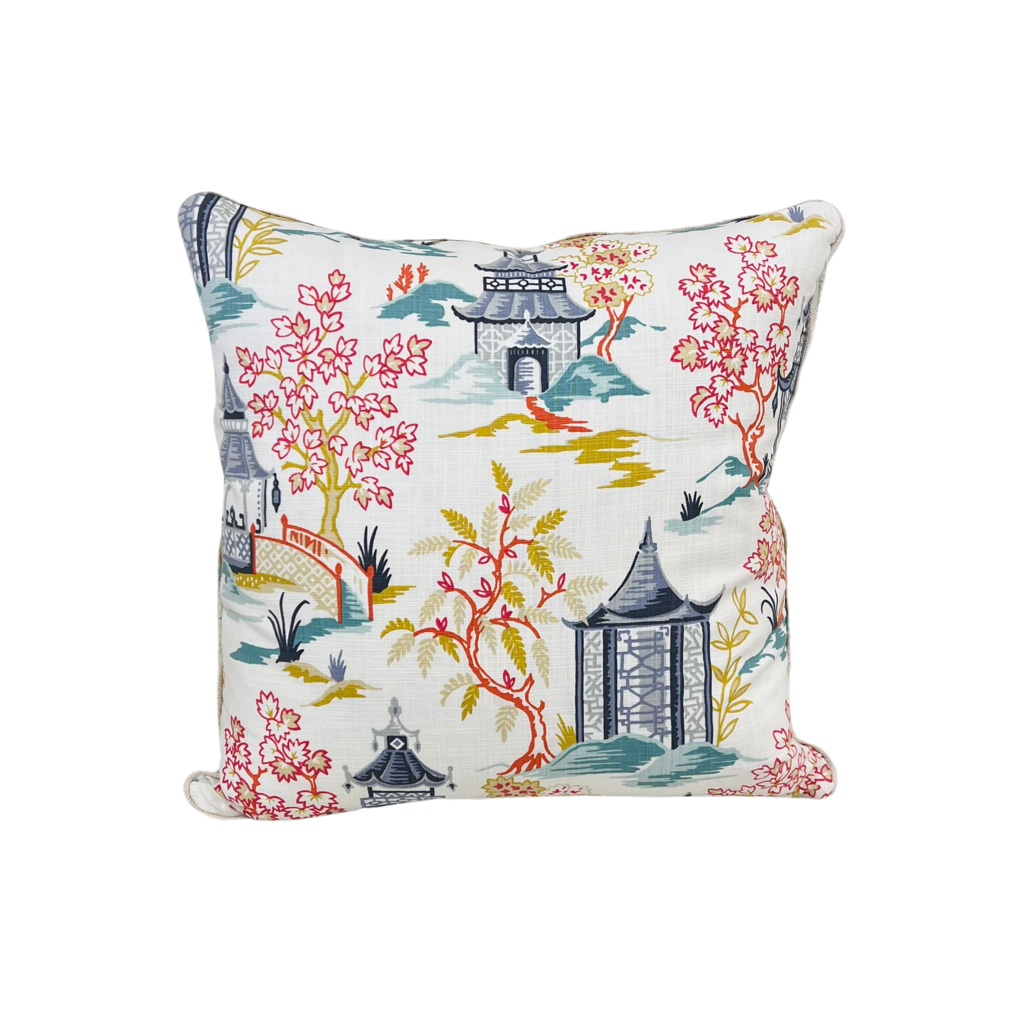 Blue & Red Pagoda Throw Pillow