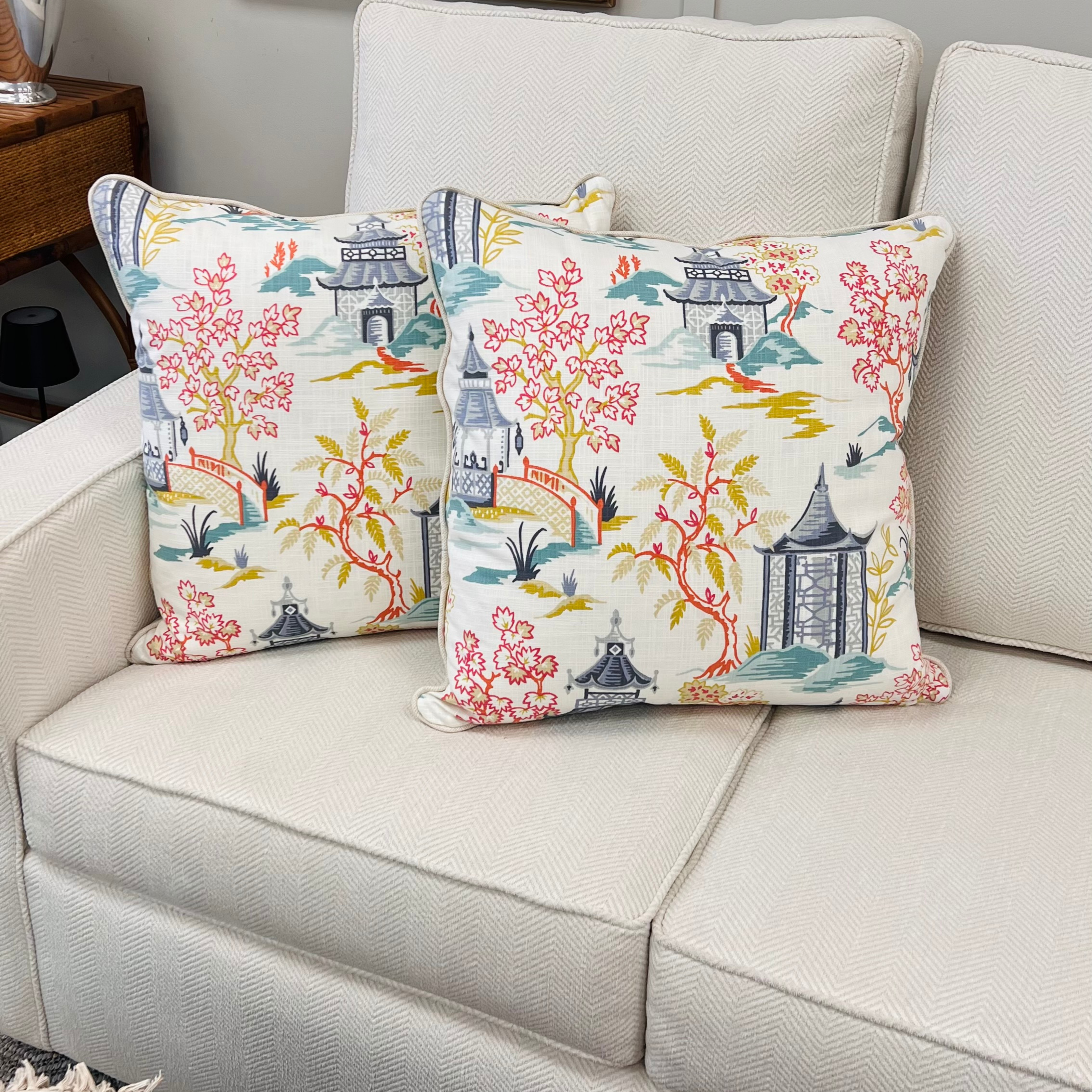 Blue & Red Pagoda Throw Pillow