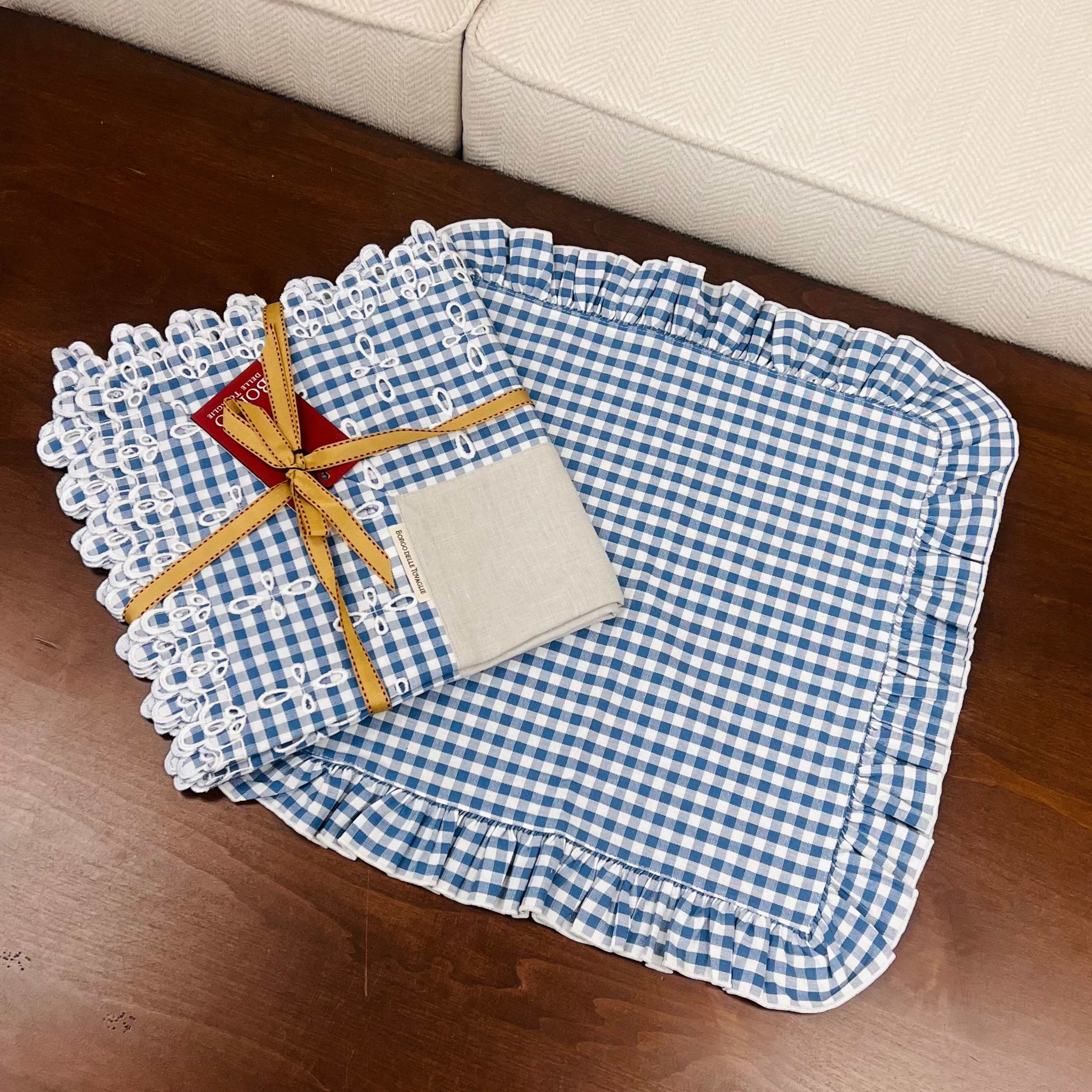 Blue Check Cotton Tablecloth