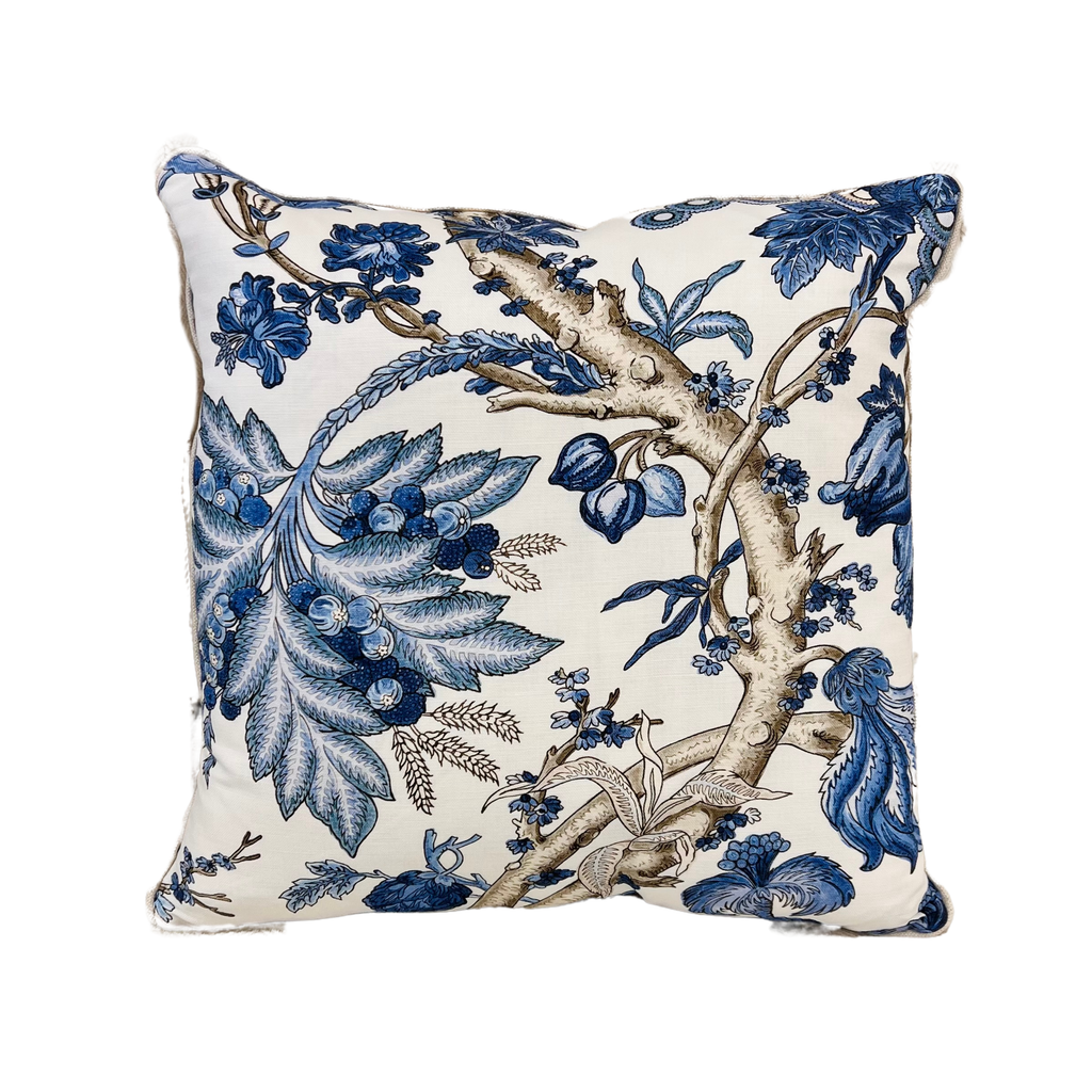 Cobalt Blossom Throw Pillow