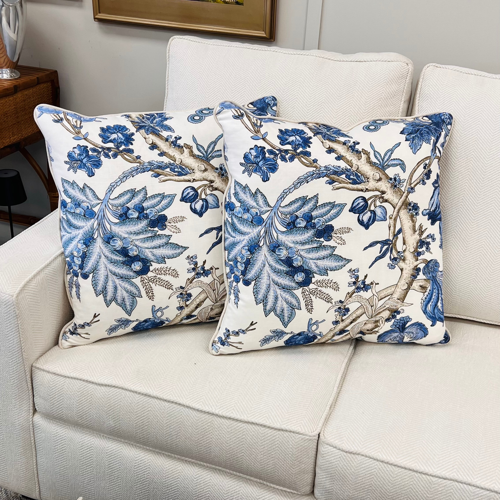 Cobalt Blossom Throw Pillow