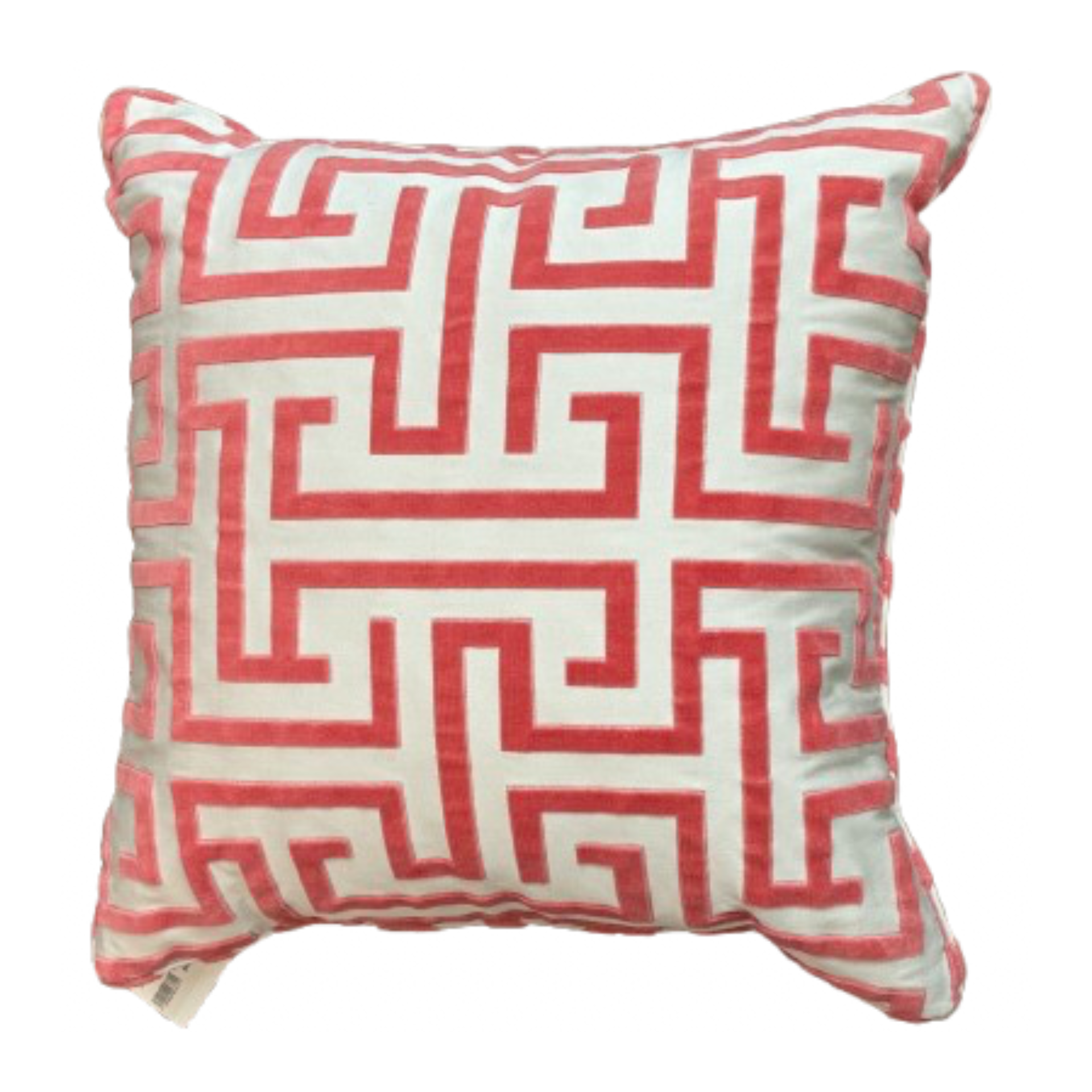 Coral Greek Key Throw Pillow