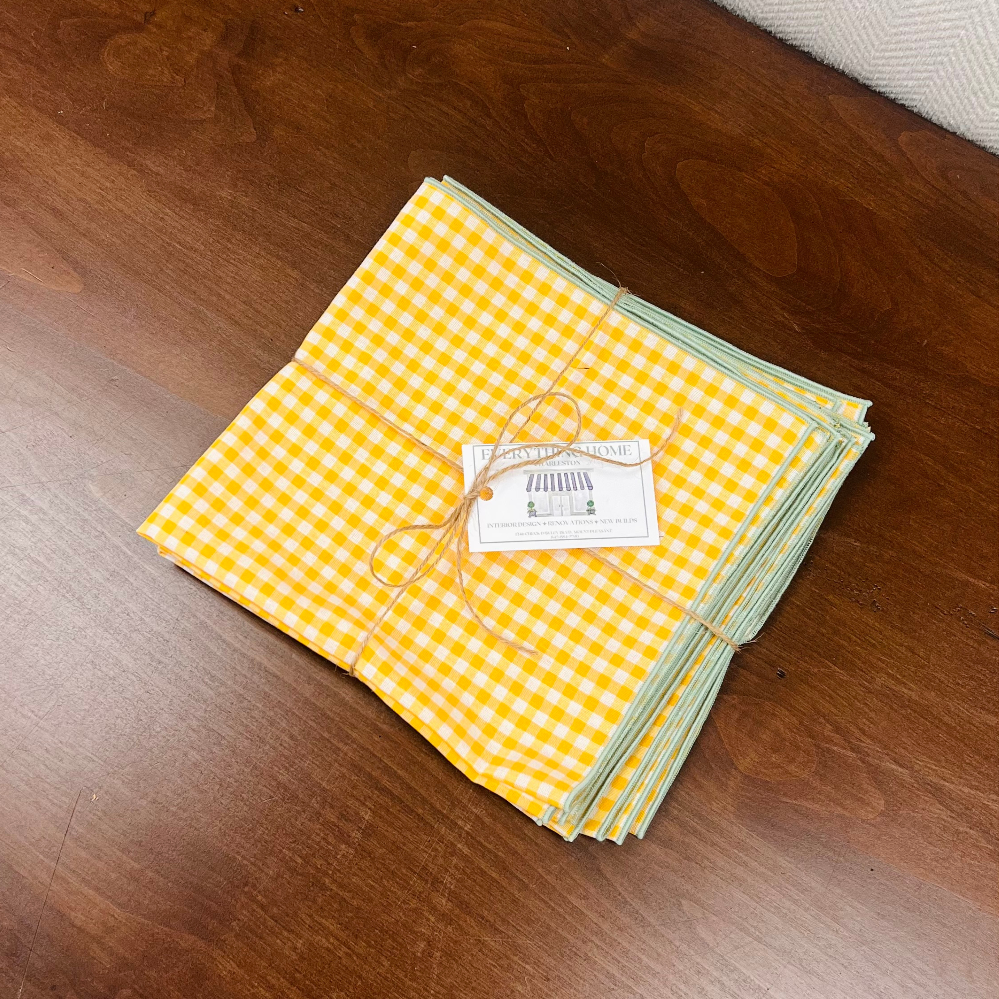 Yellow Check Napkin- Set 6