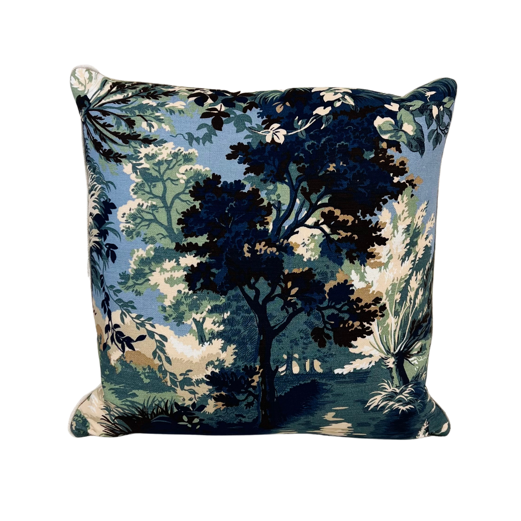 Deep Blue Forest Throw Pillow