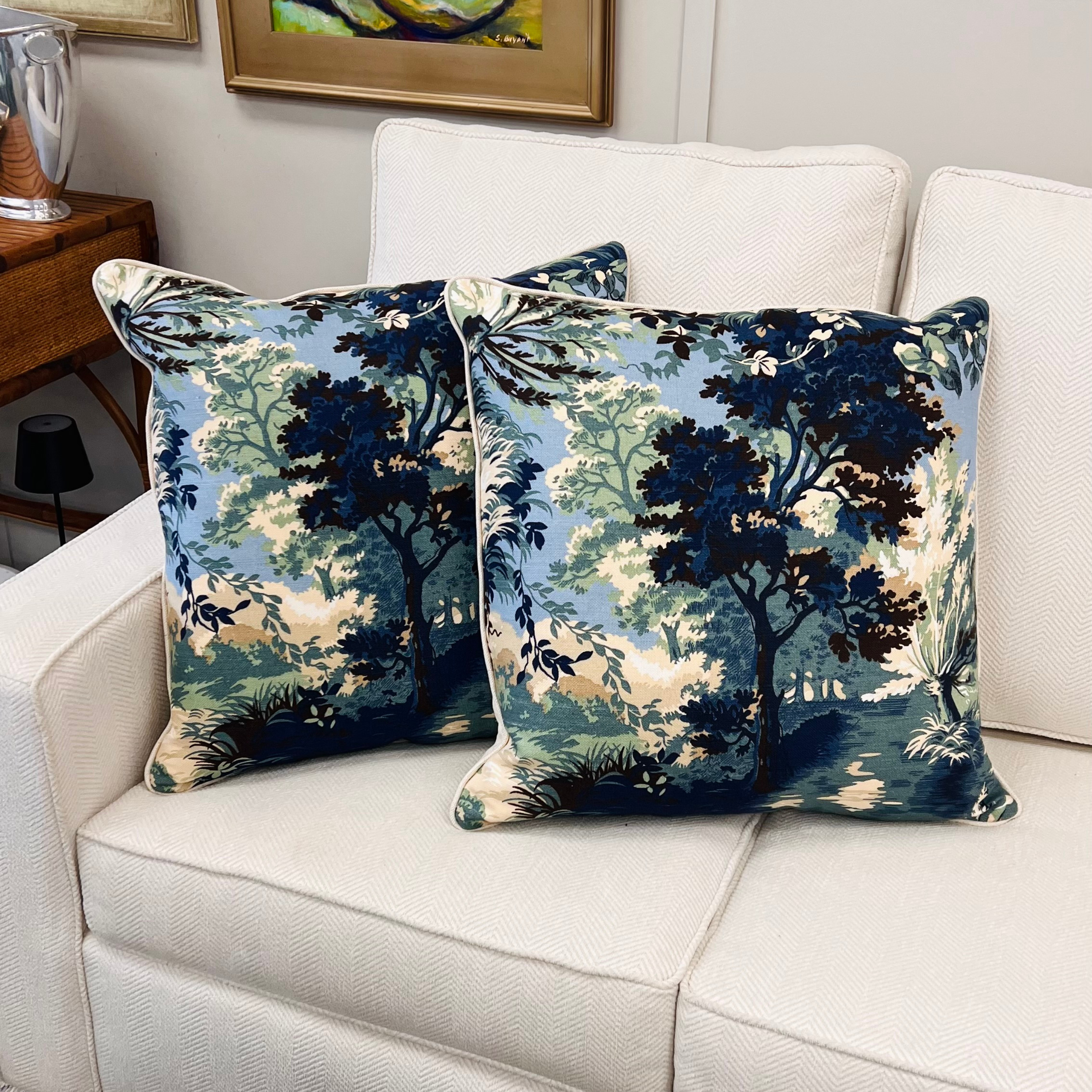 Deep Blue Forest Throw Pillow