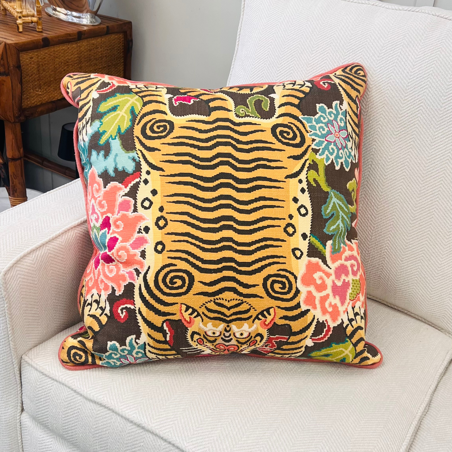 Floral Tiger Throw Pillow
