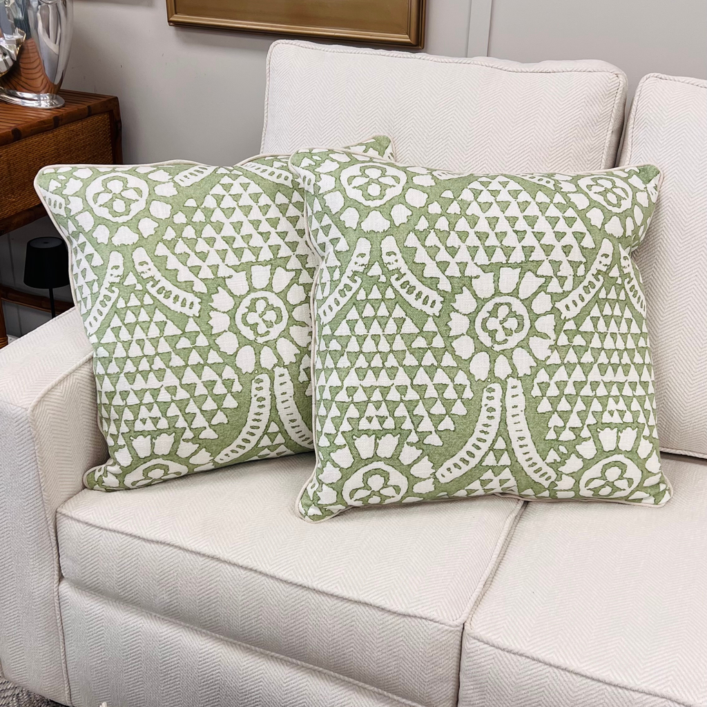 Green Geometric Throw Pillow