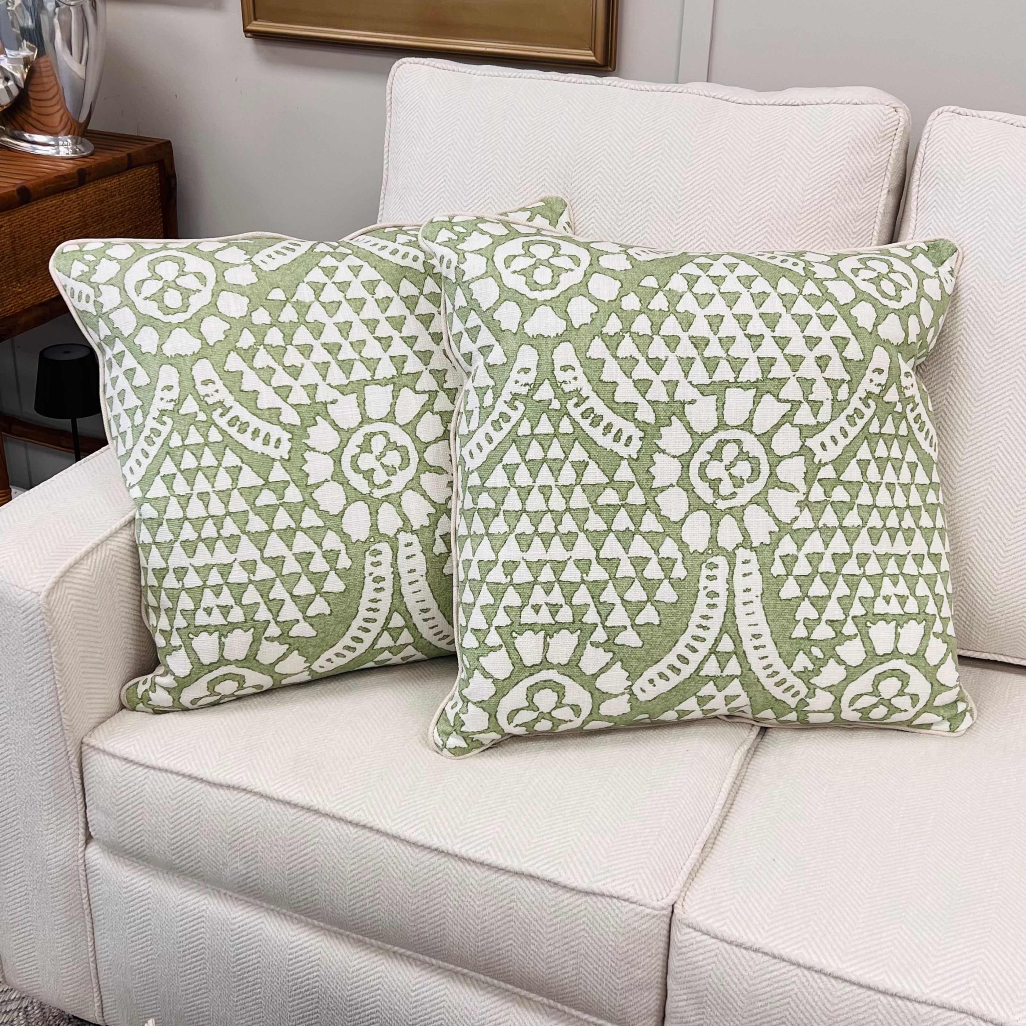 Green Geometric Throw Pillow