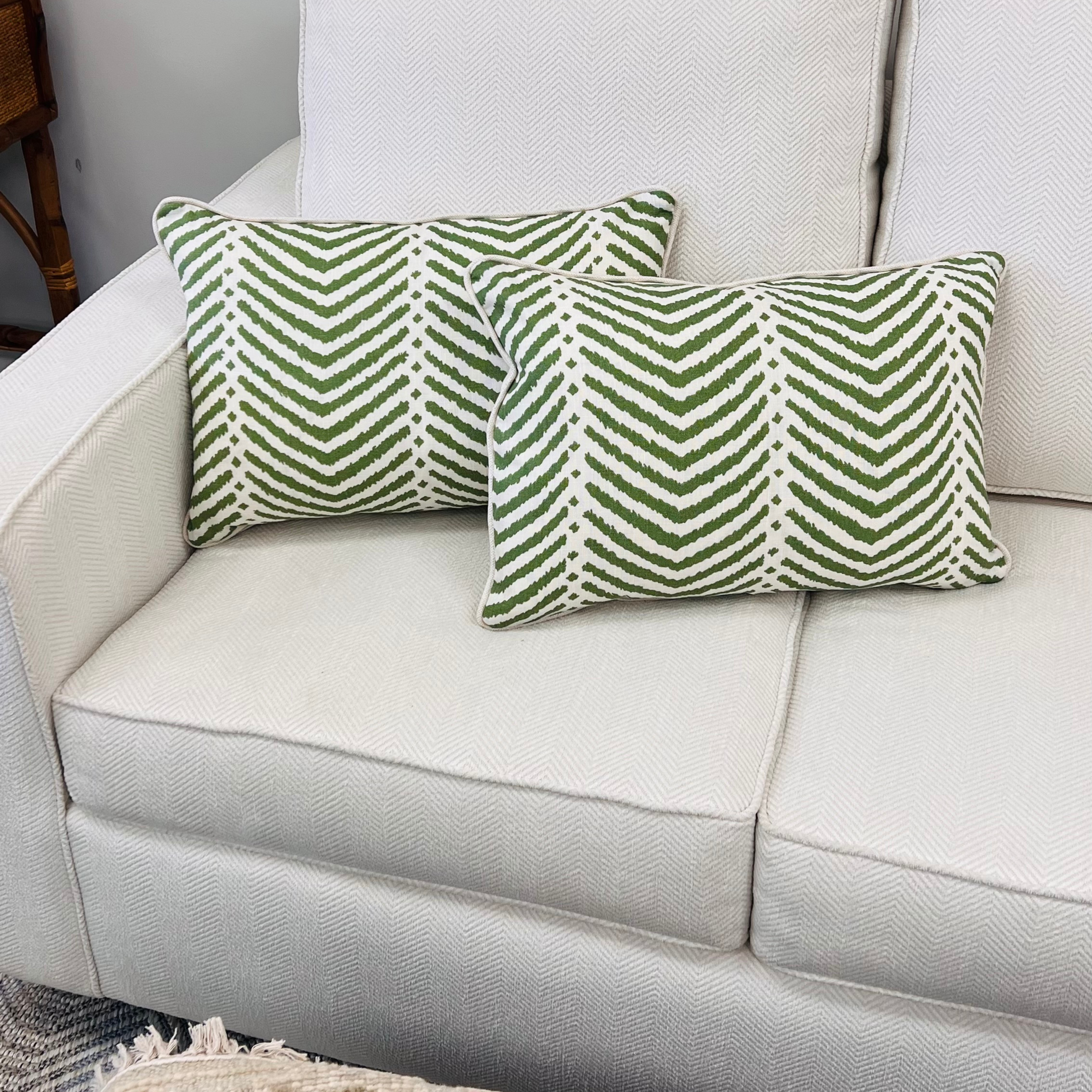 Green Zebra Stripe Lumbar Pillow