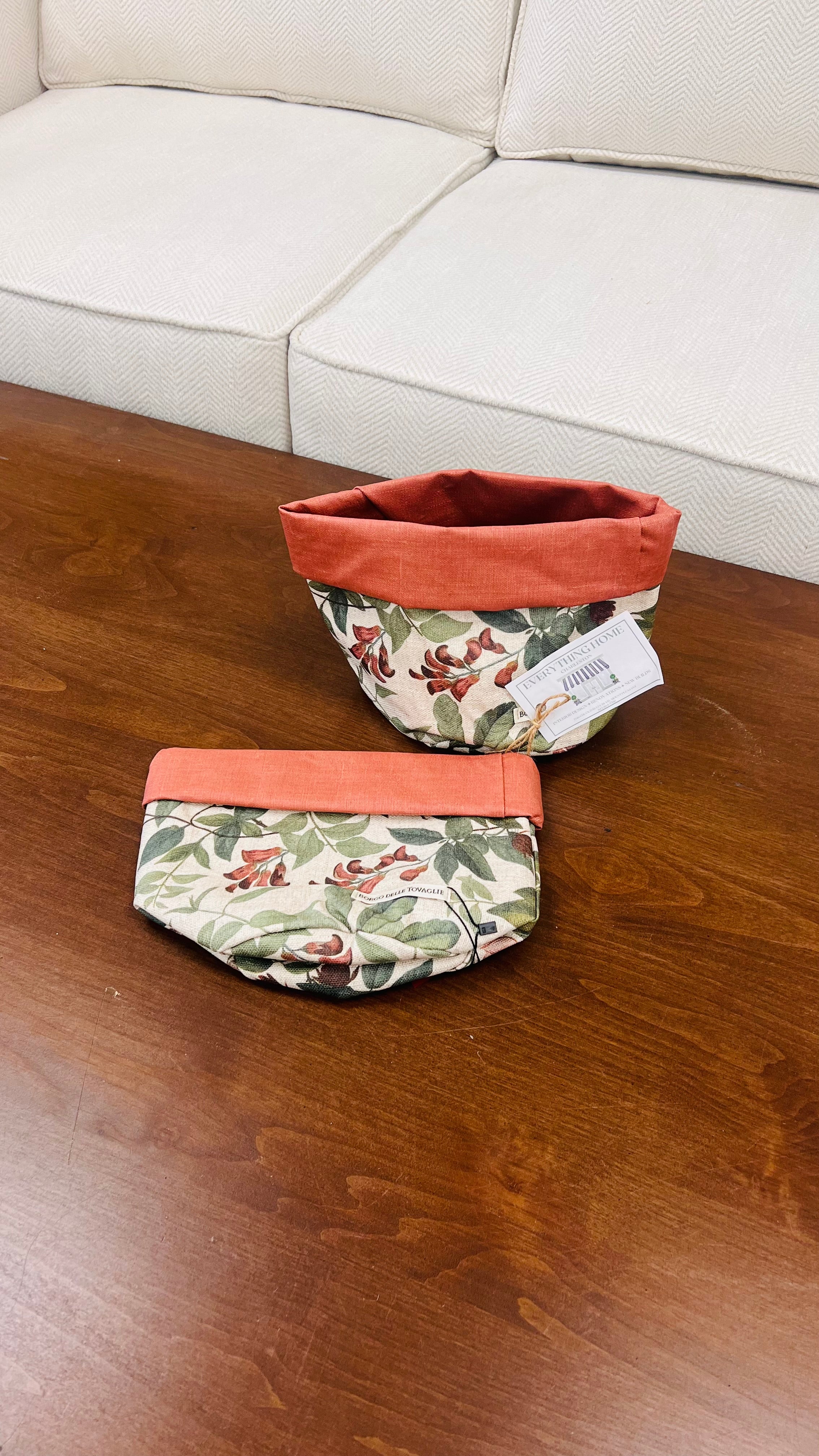 Pink & Green Italian Bread Basket