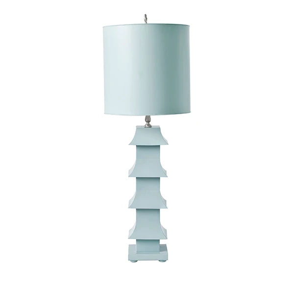 Powder Blue Tiered Pagoda Lamp