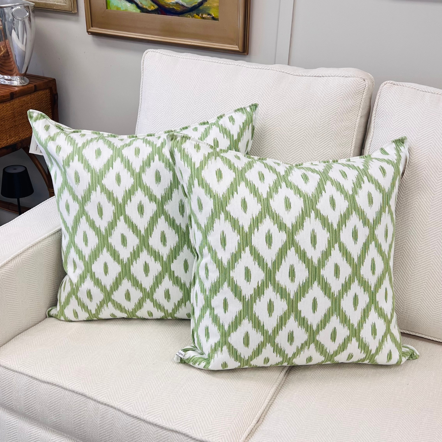 Linden Green Ikat Pillow