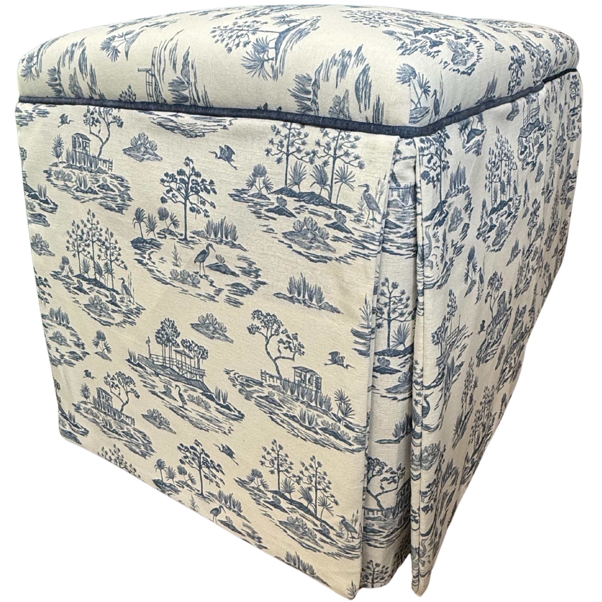 Lowcountry Toile Ottoman