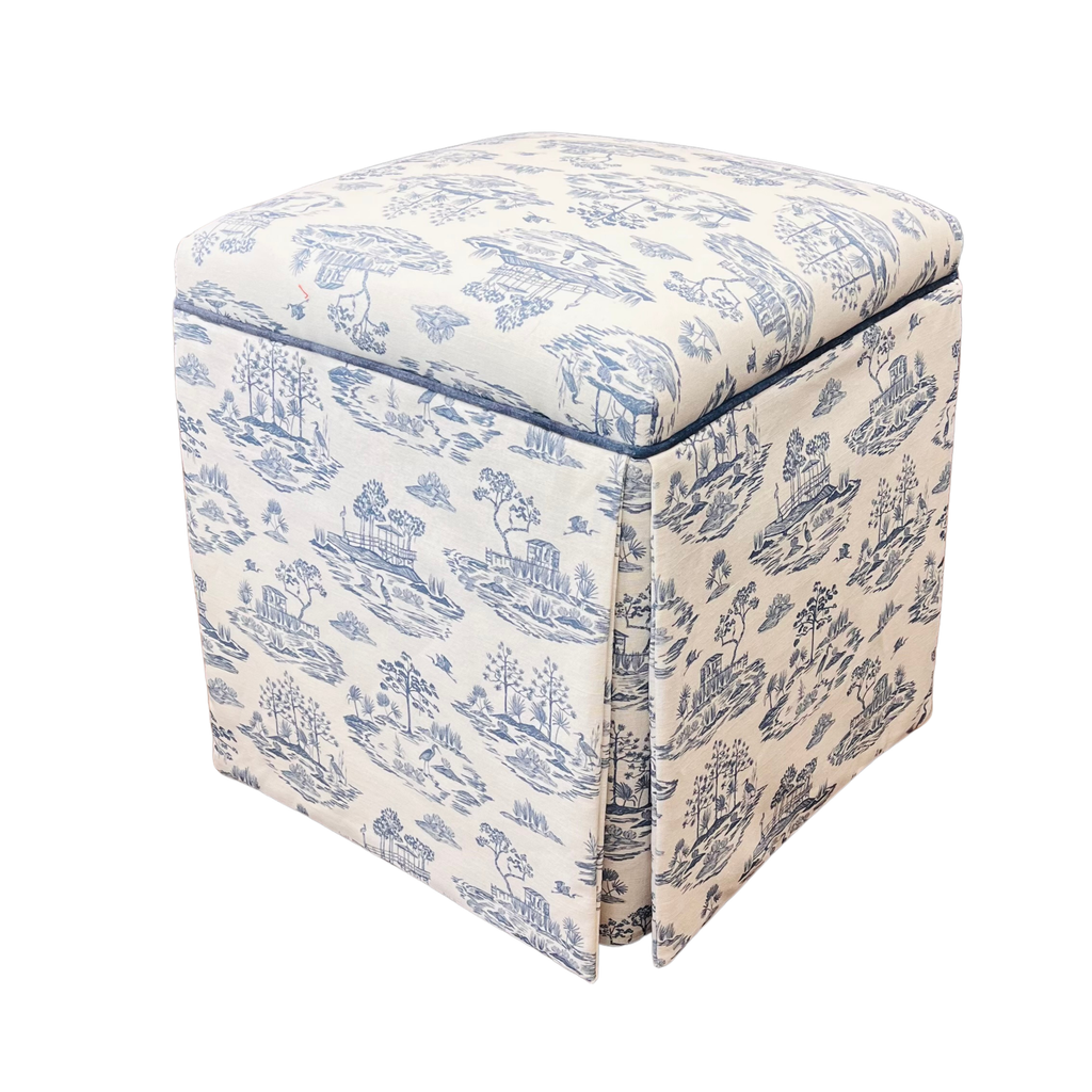 Lowcountry Toile Ottoman