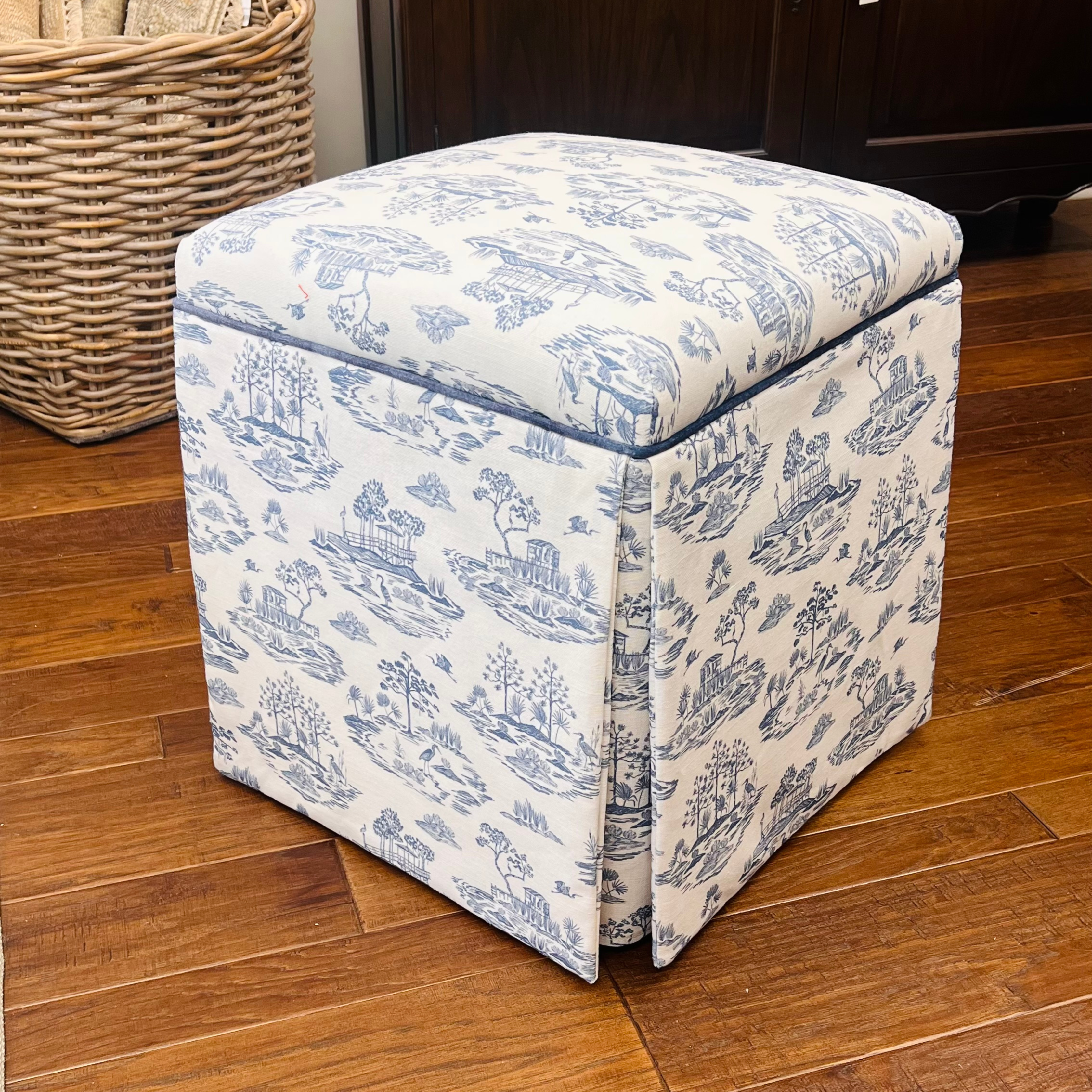 Lowcountry Toile Ottoman