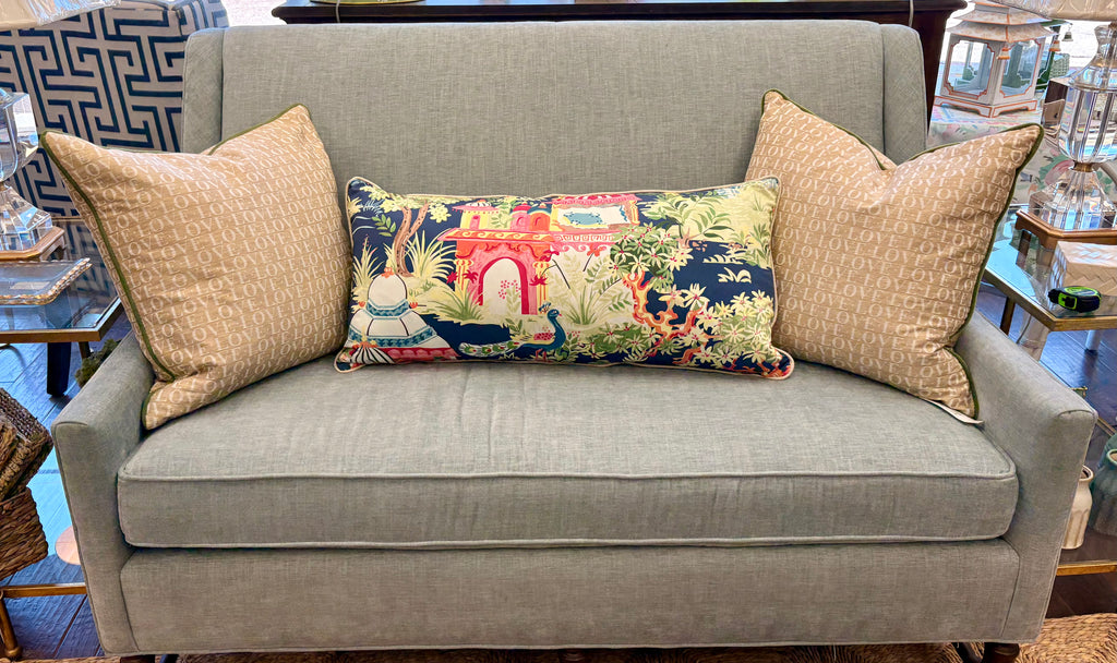 Pillow Lumbar Large in Thibaut Mystic Garden Navy