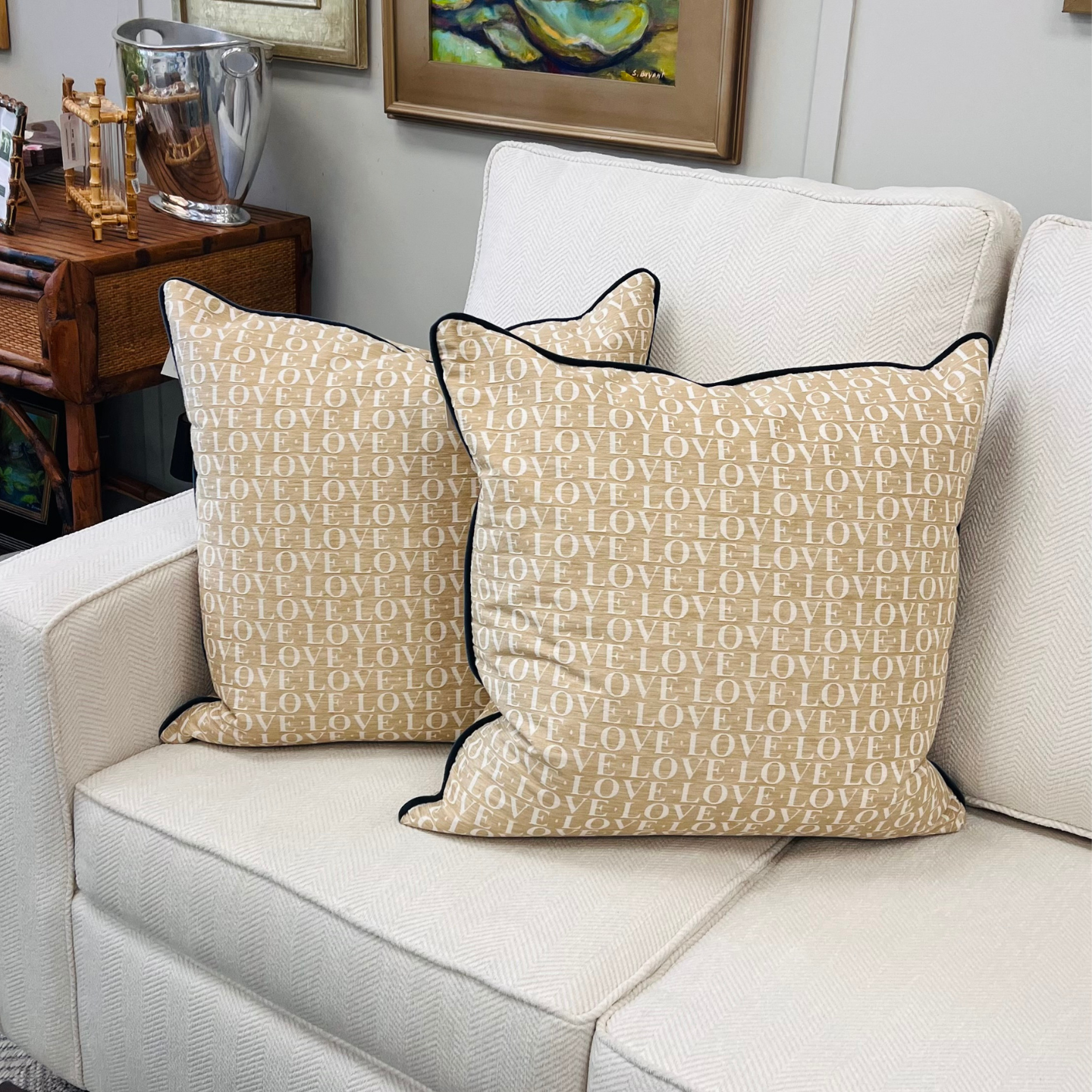 Natural Love Script Throw Pillow