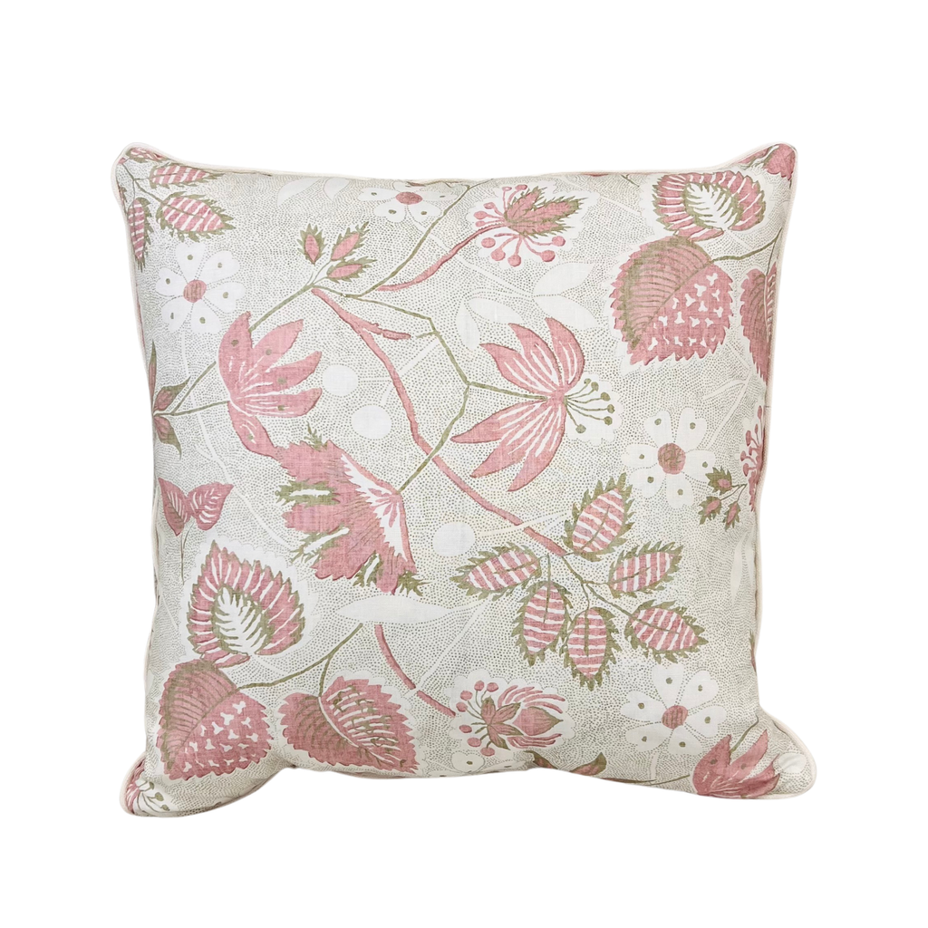 Pink & Green Botanical Throw Pillow