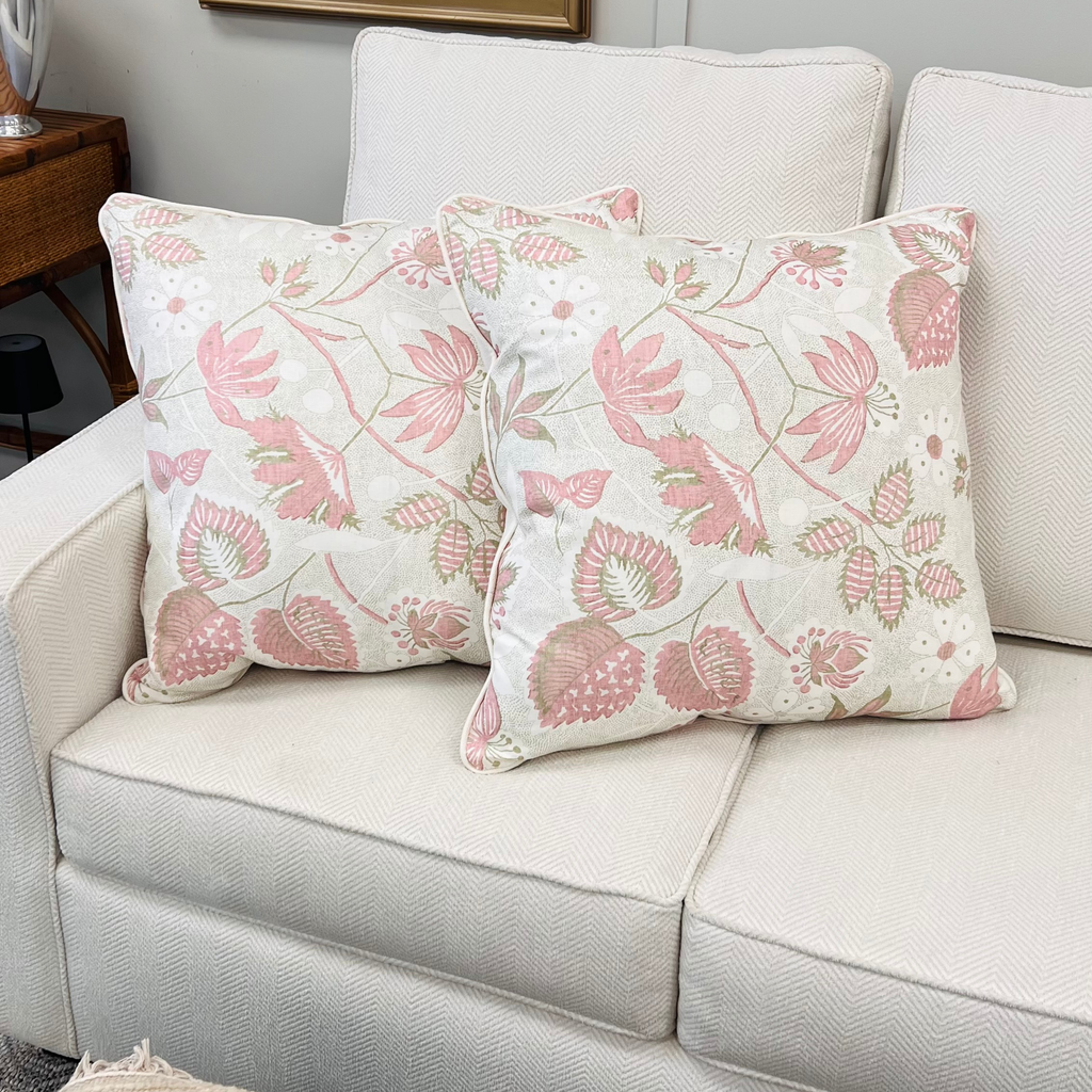 Pink & Green Botanical Throw Pillow