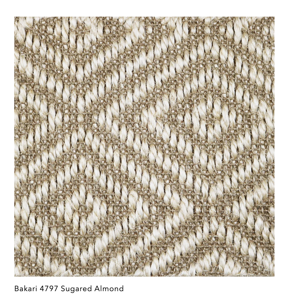 BRR Fibreworks Bakari Designer Sisal Color Sugared Almond with Blue Binding 3'2 x 15'10" Runner