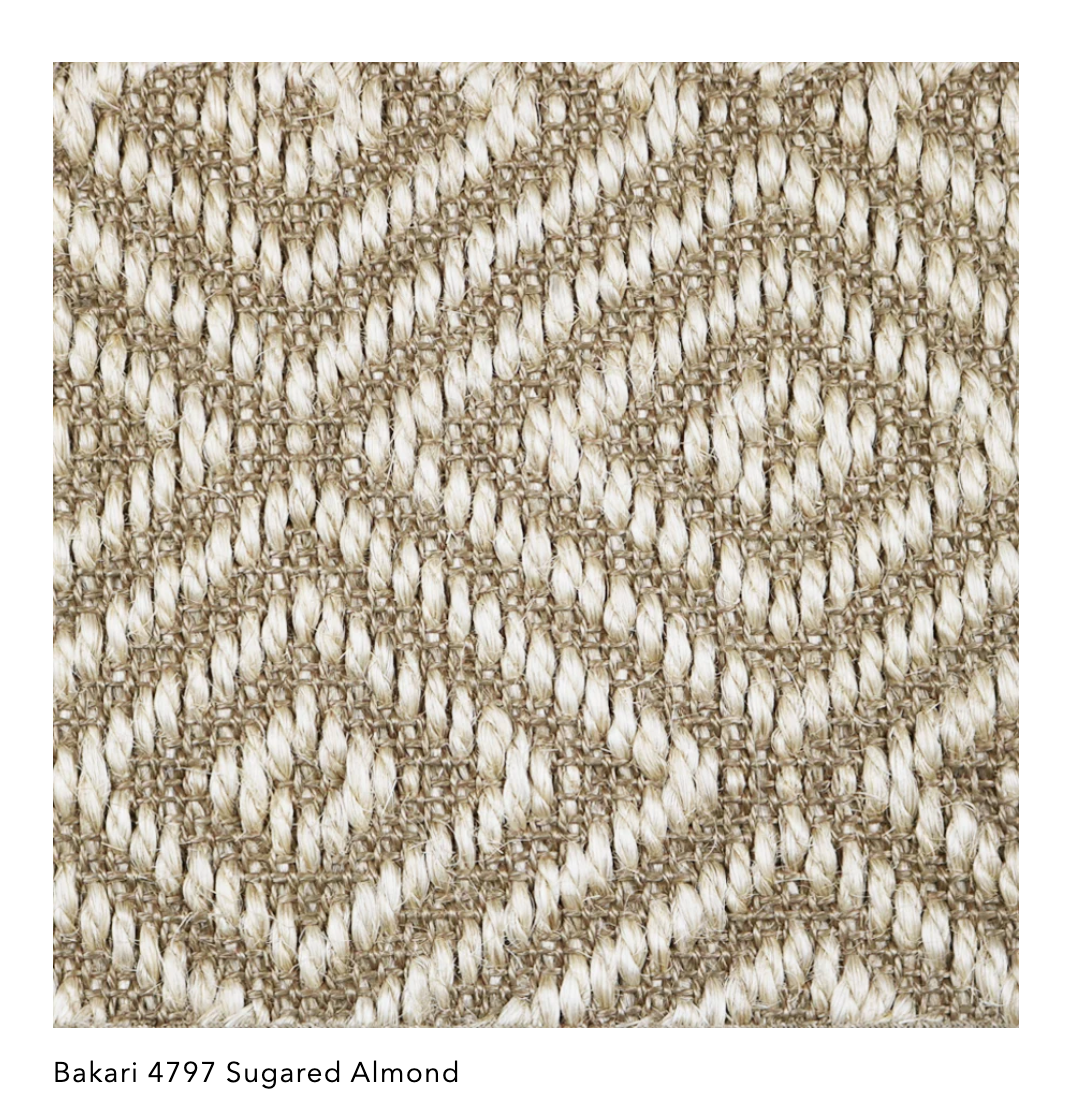 BRR Fibreworks Bakari Designer Sisal Color Sugared Almond with Blue Binding 3'2 x 15'10" Runner