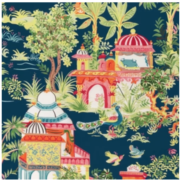 Pillow Lumbar Large in Thibaut Mystic Garden Navy
