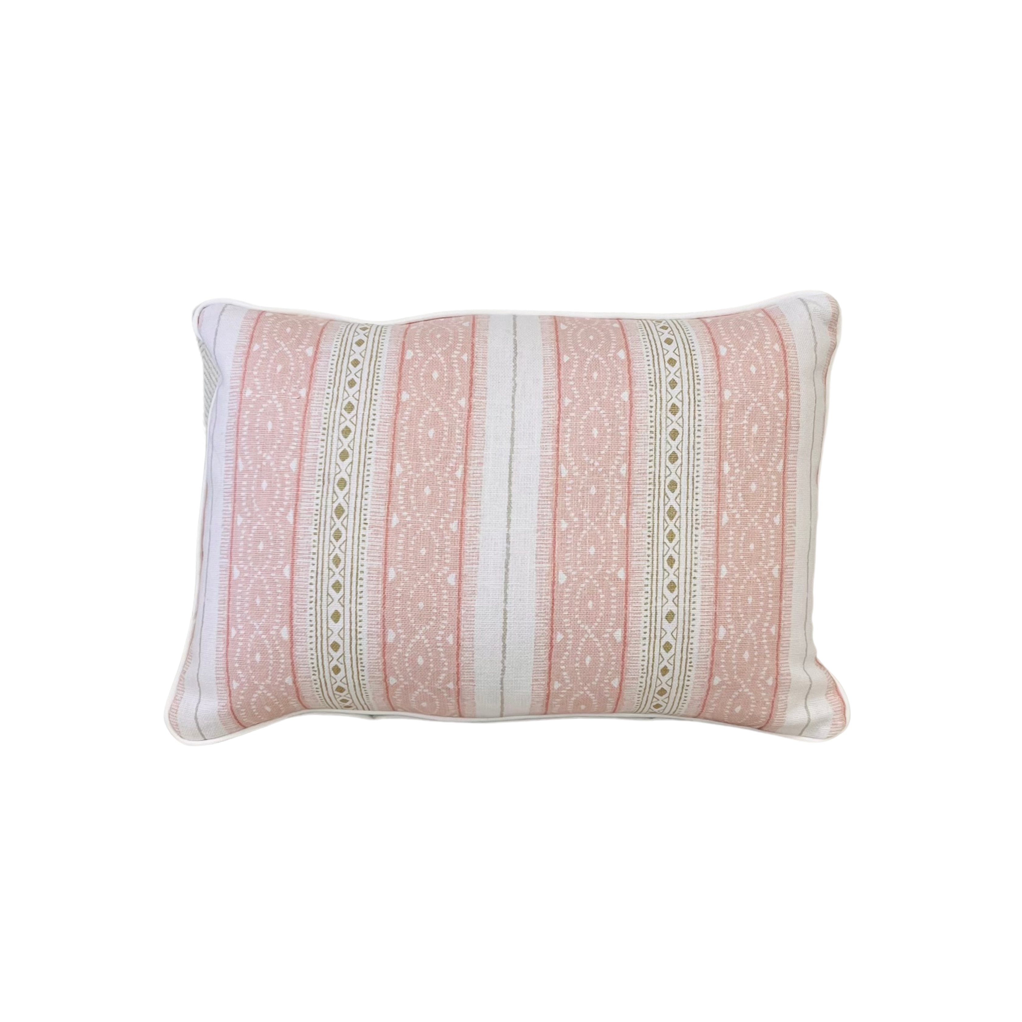 Soft Pink & White Stripe Lumbar Pillow