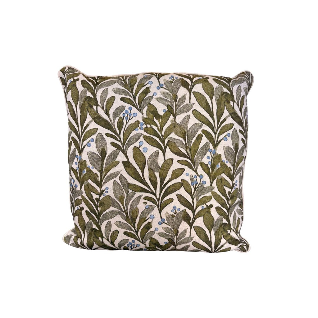 Pillow 22" x 22" in Willow Green and Blue Print