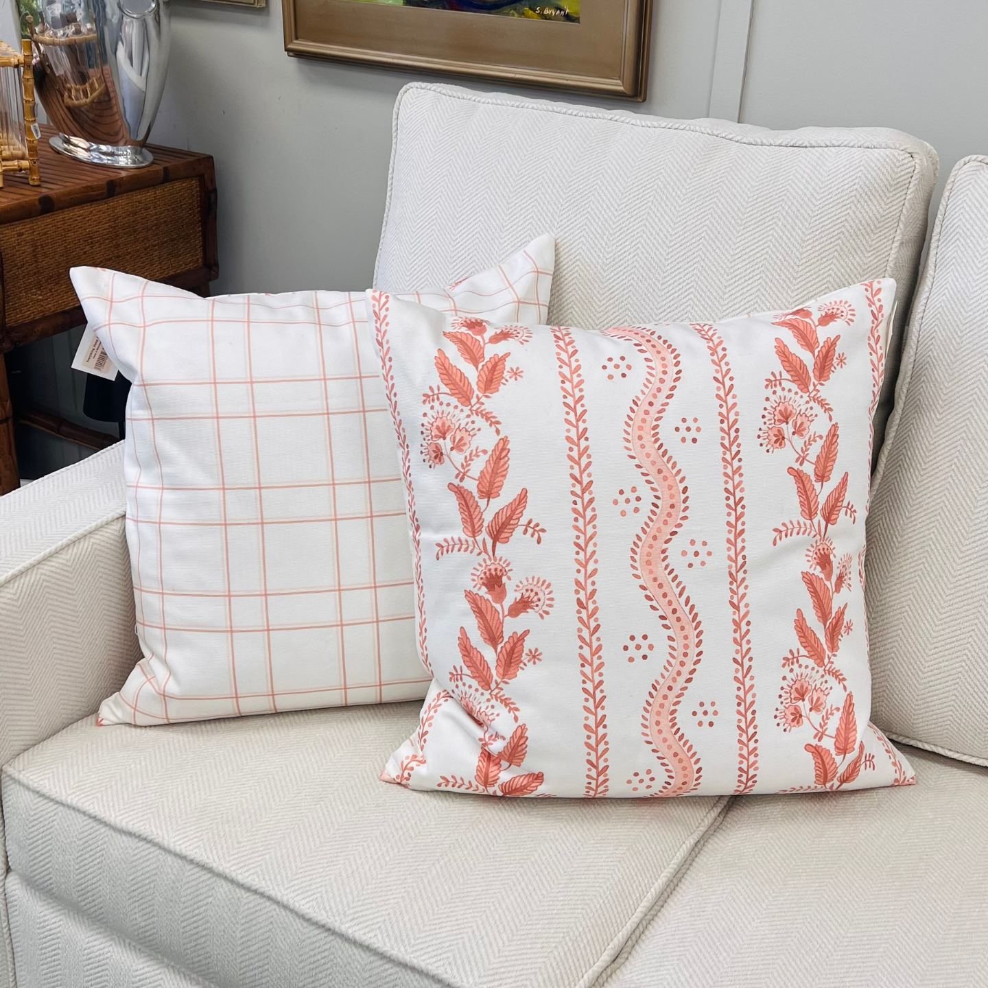 Willow Coral Throw Pillow