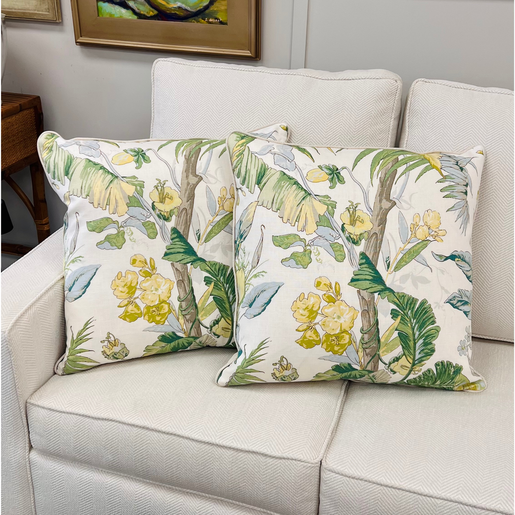 Yellow & Green Botanical Throw Pillow