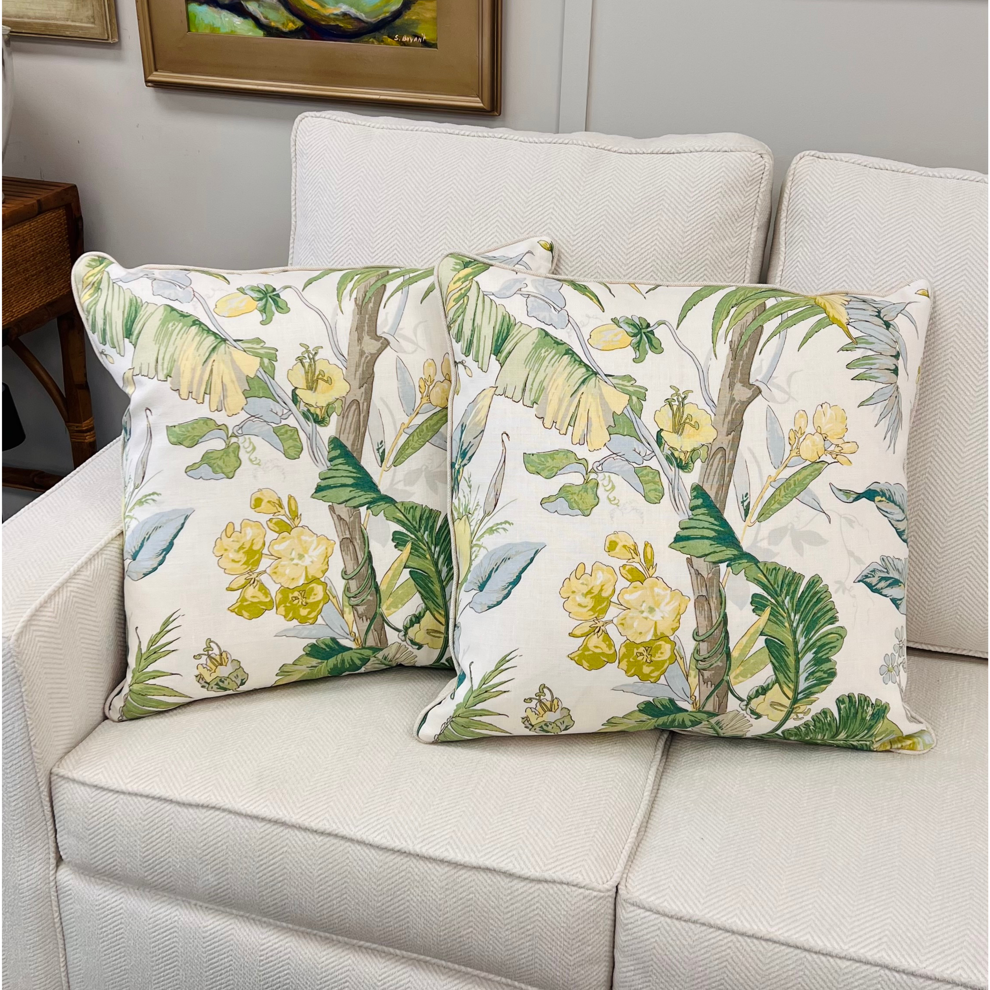 Yellow & Green Botanical Throw Pillow