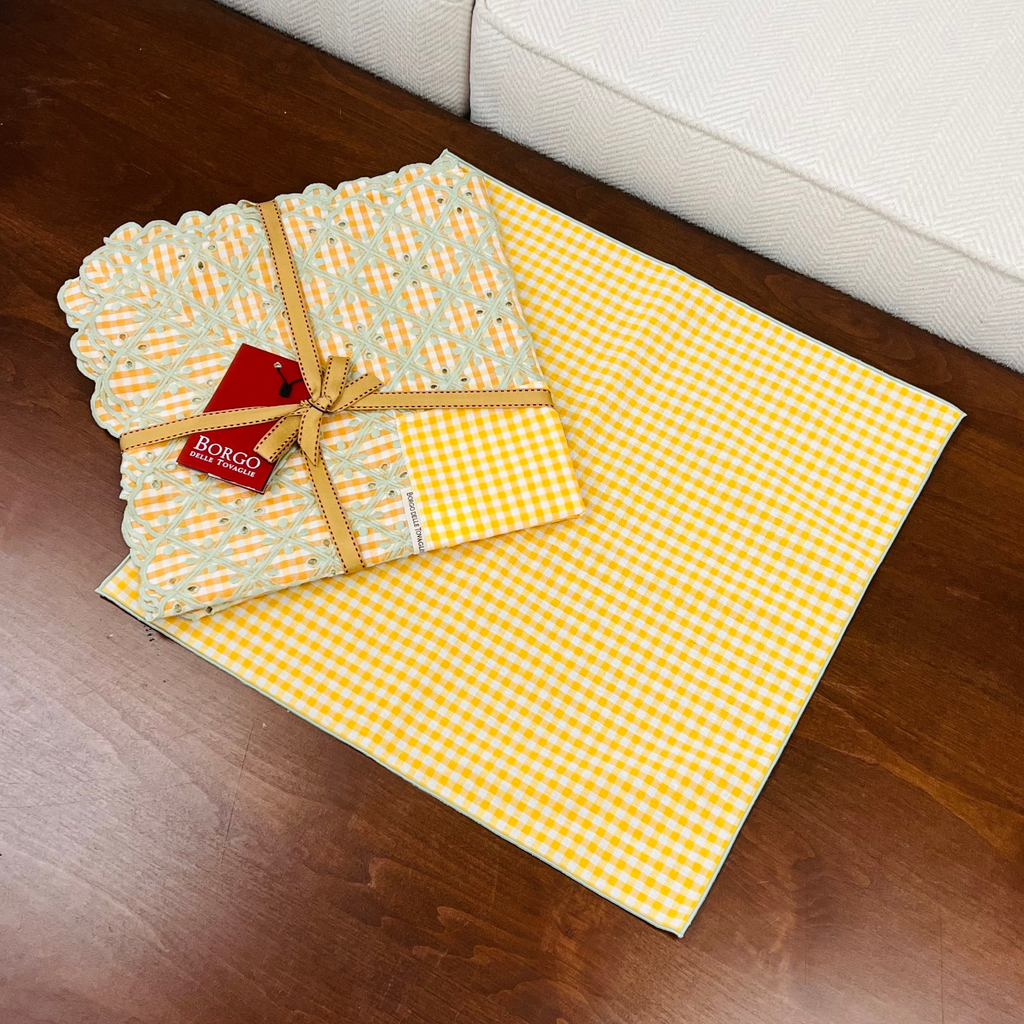 Yellow Check Cotton Tablecloth